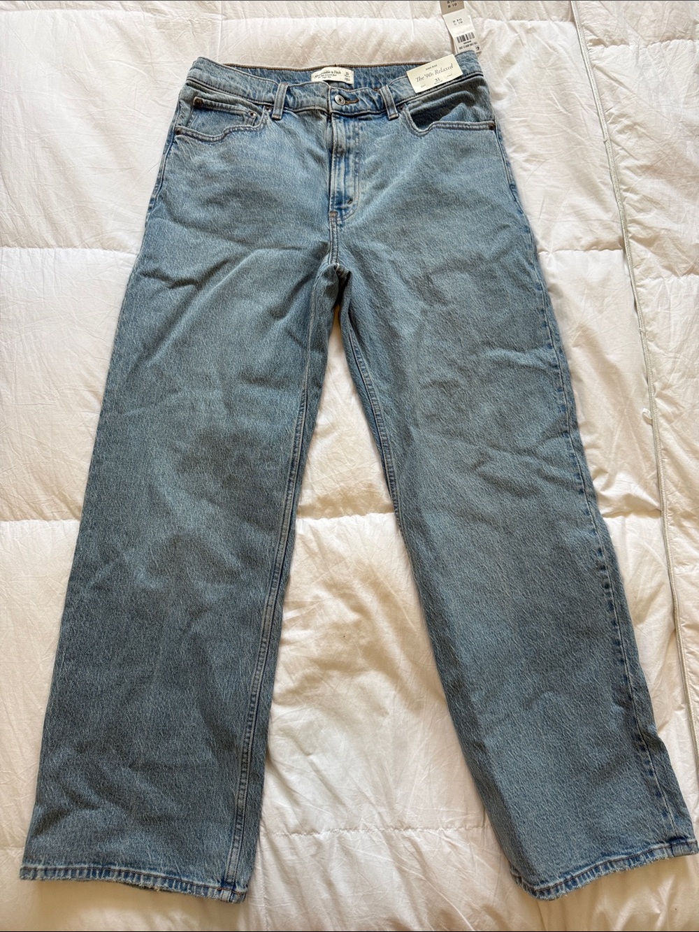 Abercrombie & Fitch Women's Straight Leg Jeans — Light Blue Denim